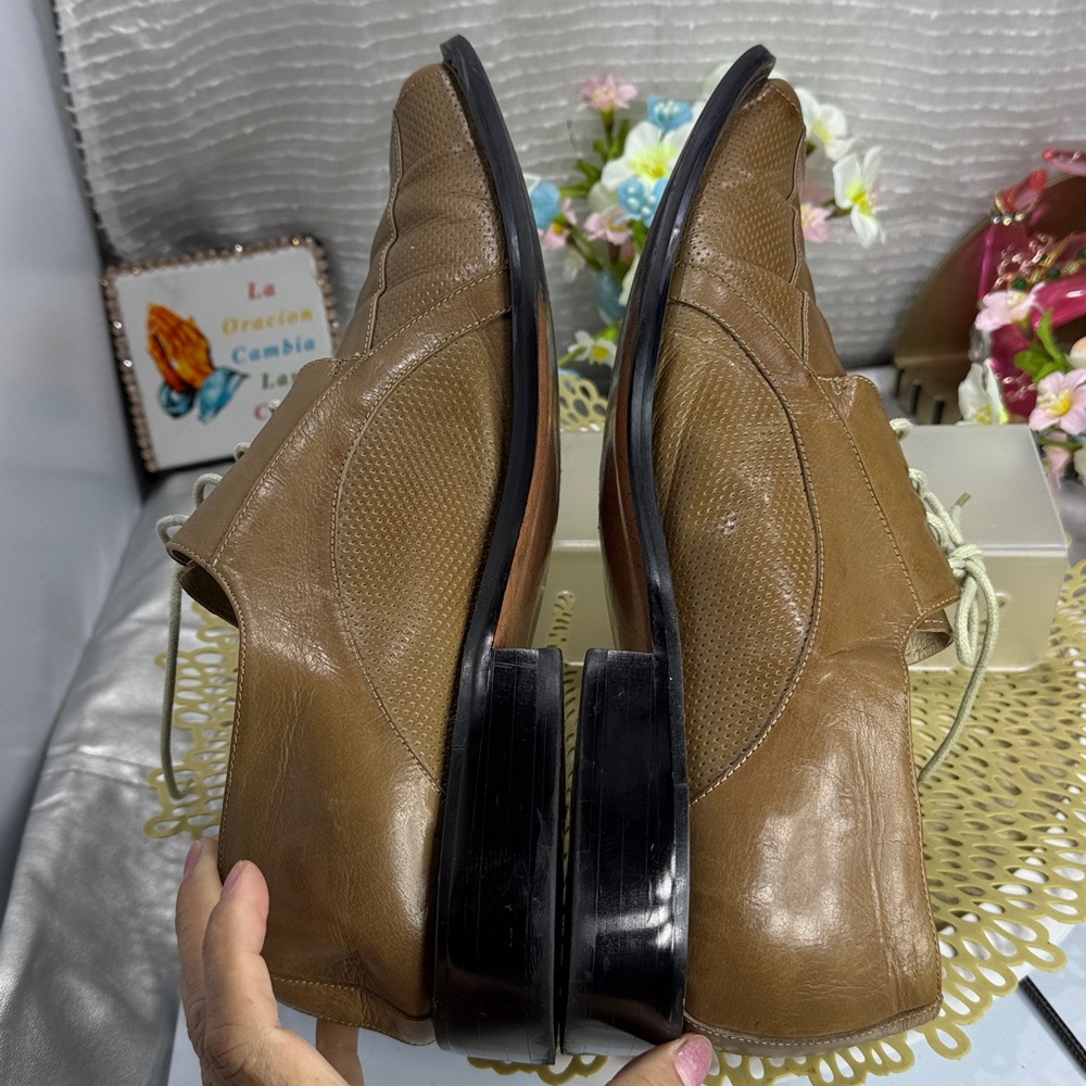 (R2) Giovanni Vintage,Y2K,brown leather square toe shoes, size 13, made in Italy - Picture 8 of 15